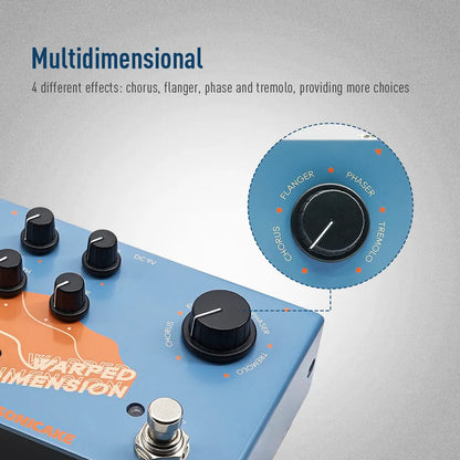 SONICAKE Warped Dimension Digital Modulation Guitar Effects Pedal 4 Mode of Chorus, Flanger, Phaser & Tremolo QDS-03, E#P030