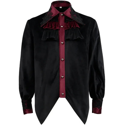 New European and American men's pleated shirt medieval clothing steampunk Victorian top lining, S#P01