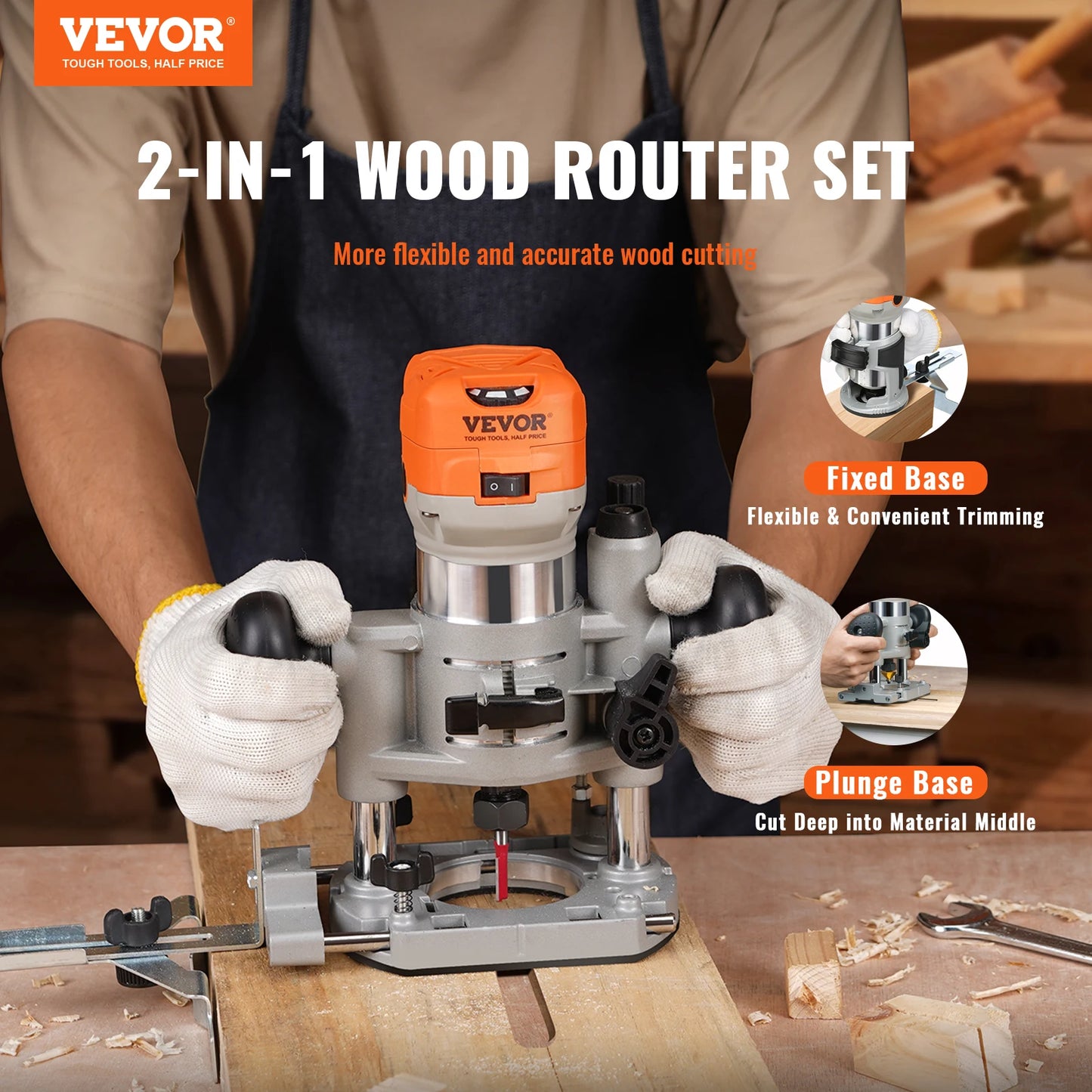 KÄSIYLÄJYRSIN. VEVOR Wood Router1.25HP 800W Compact Wood Trimmer