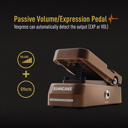 SONICAKE Vexpress Passive Volume & Expression Control Pedal for Guitar, Bass, Keyboard, Synthesizer, Workstation QEP-02, E#P031