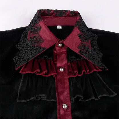 New European and American men's pleated shirt medieval clothing steampunk Victorian top lining, S#P01