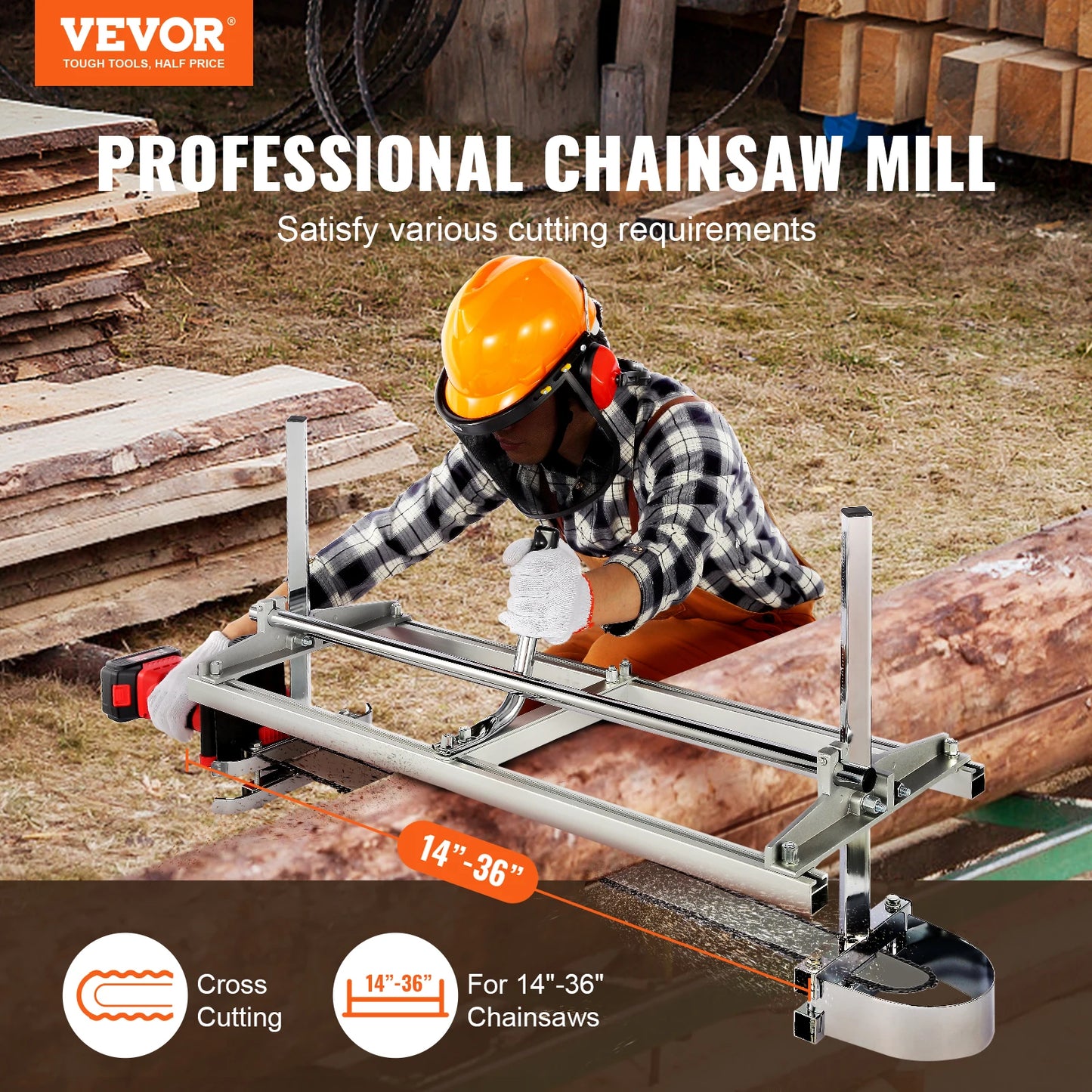 KETJUSAHAN OHJAIN TUKEILLE. VEVOR Chainsaw Mill Portable Sawmill 14"-36" Guide Bar 0.2"-11.81" Thickness Chainsaw Mill Wood Lumber Cross Cutting Saw Mill