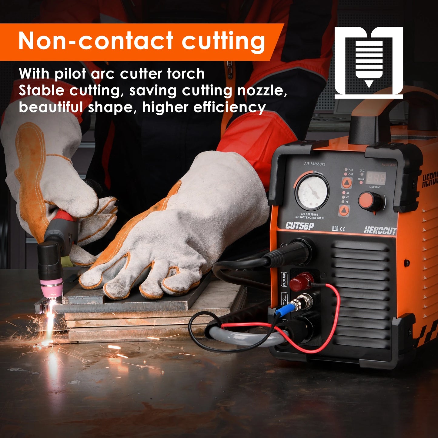 PLASMALEIKKURI. Herocut CUT55P Plasma Cutter,  Metal Plasma Cutting Machine, Max Cutting Thickness 16mm, P#C1